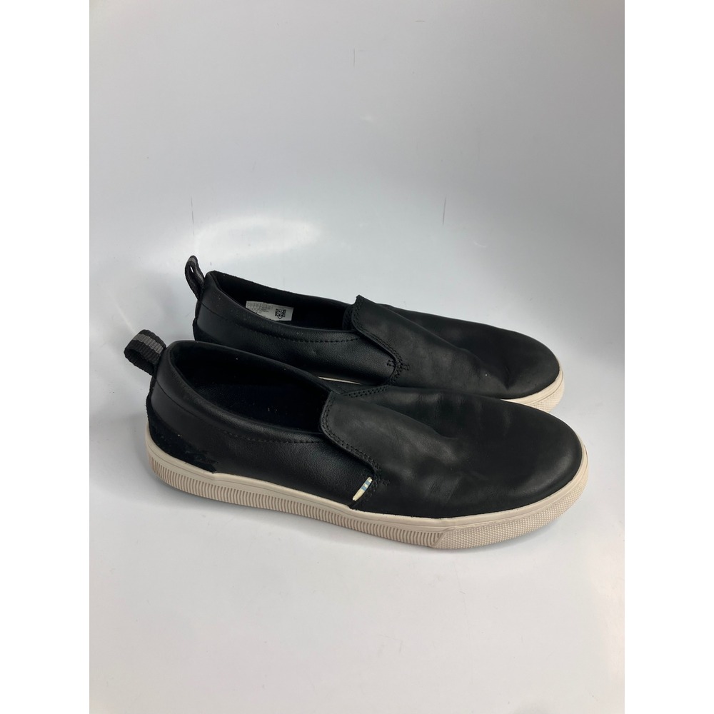TOMS TRVL LITE Slip On Sneakers Womens 9 Black Leather Excellent Low Top Shoes